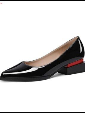 Womens Chunky Heel Pumps Pointed Toe Dress Shoes with Arch Support